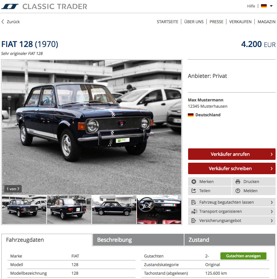 Oldtimer verkaufen Classic Trader