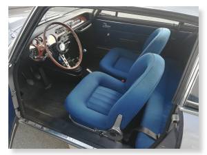 Original blue cloth seat upholstery