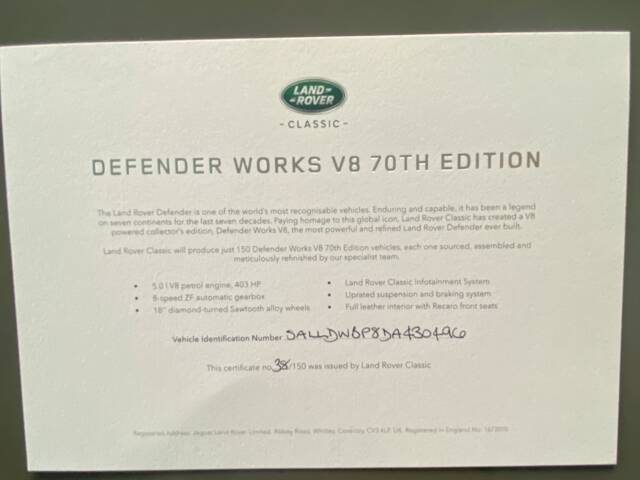 Land Rover Defender 90 Works V8 "70th Edition"