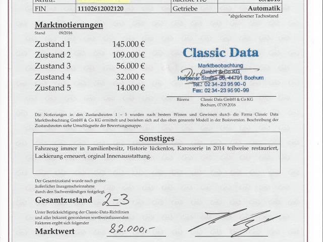 Mercedes-Benz 280 SE 3,5 - Deutsches Fahrzeug aus Familienbesitz. Classic Data Kurzbewertung 09.2016: 2-3