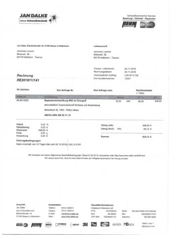 Motorblock Schweisarbeiten