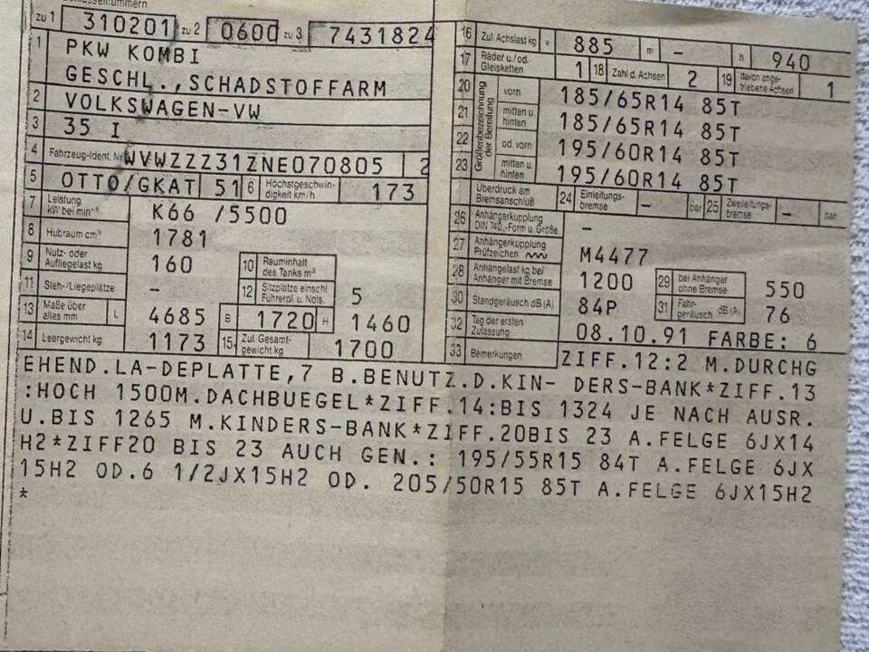 Image 10/10 of Volkswagen Passat Variant 1.8 (1991)