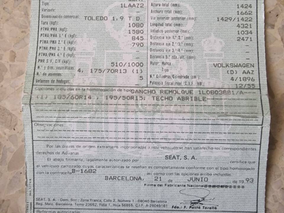 Bild 18/18 von SEAT Toledo 1.9 TD (1993)