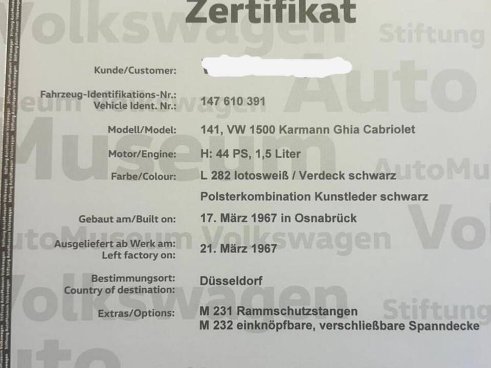 Afbeelding 13/13 van Volkswagen Karmann Ghia 1500 (1967)