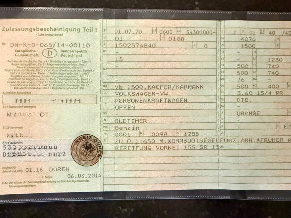 Immagine 16/16 di Volkswagen Maggiolino 1500 (1970)