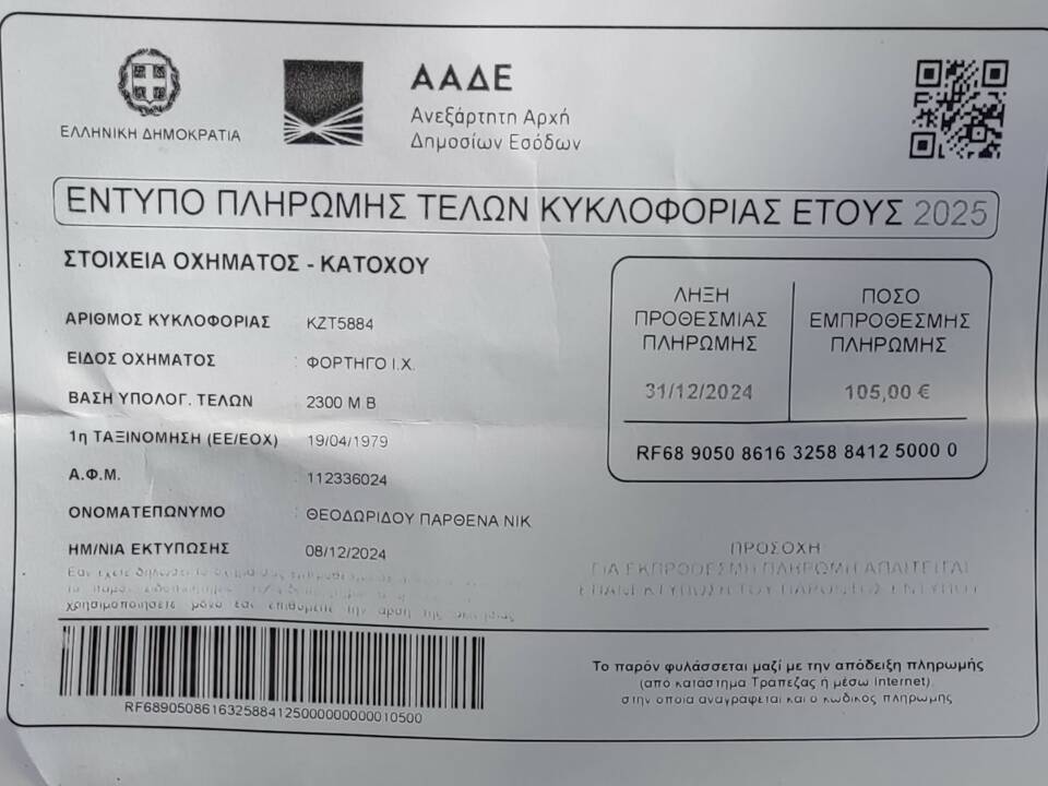 vehicle circulation registration certificate FOR 2025
