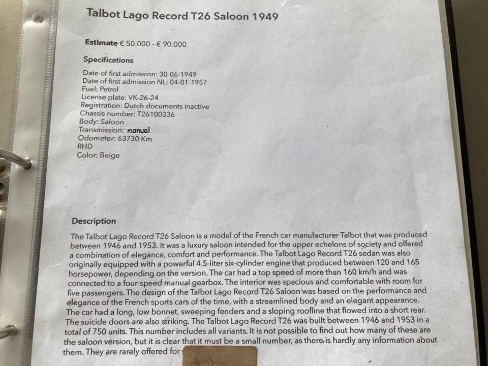 Bild 44/50 von Talbot-Lago T26 Record (1949)