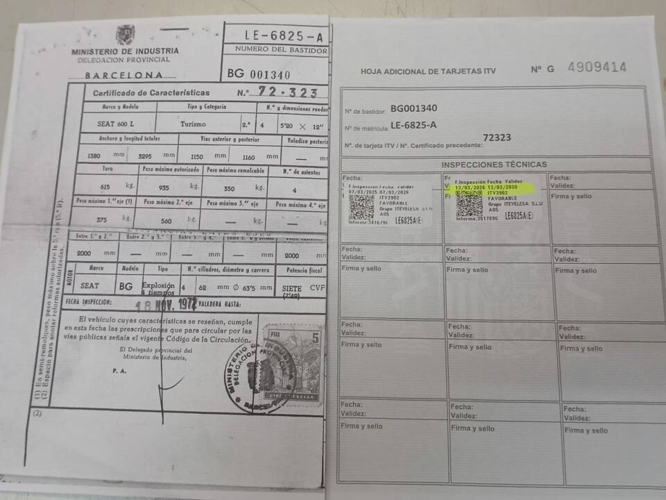 “BG” , El prefijo del bastidor que autentifica el modelo L Especial