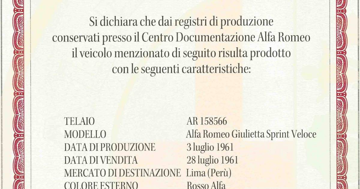 For Sale: Alfa Romeo Giulietta Sprint offered GBP 62,695